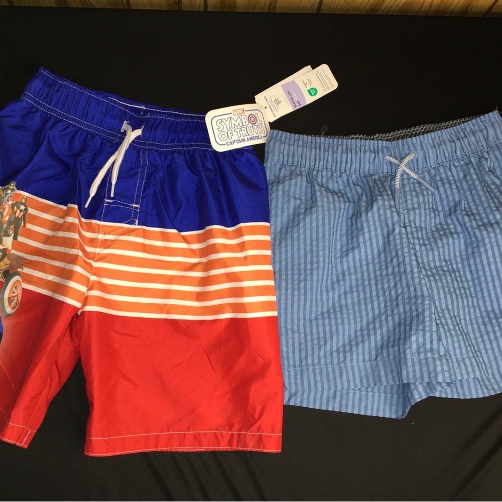 Captain America Red & Blue Boys Swim Trunks